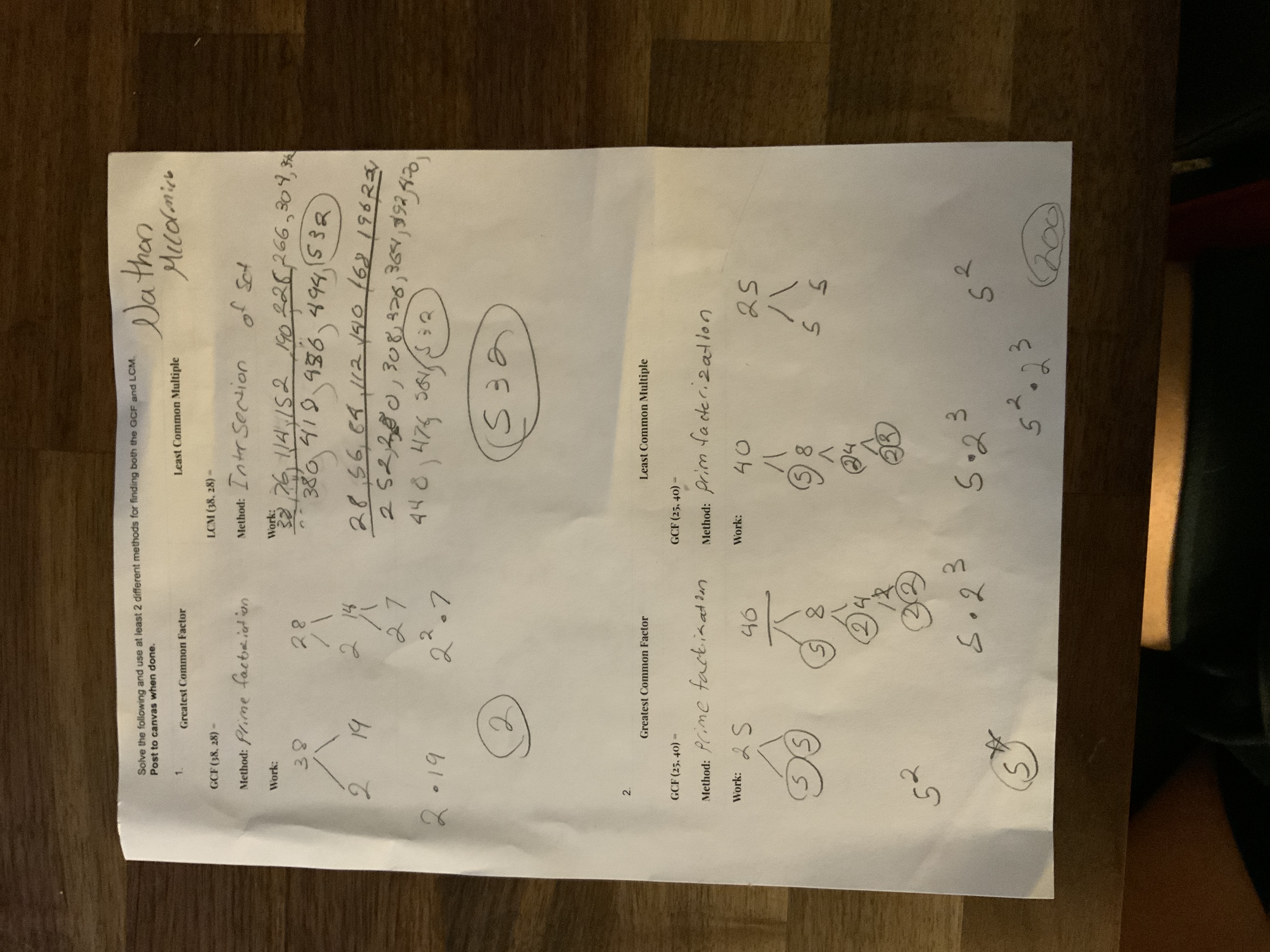 Greatest Common Facotr and Least Common Multiple