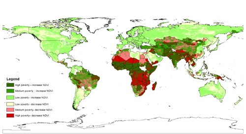 Map of Highly Degraded Land (red= extremely degraded)