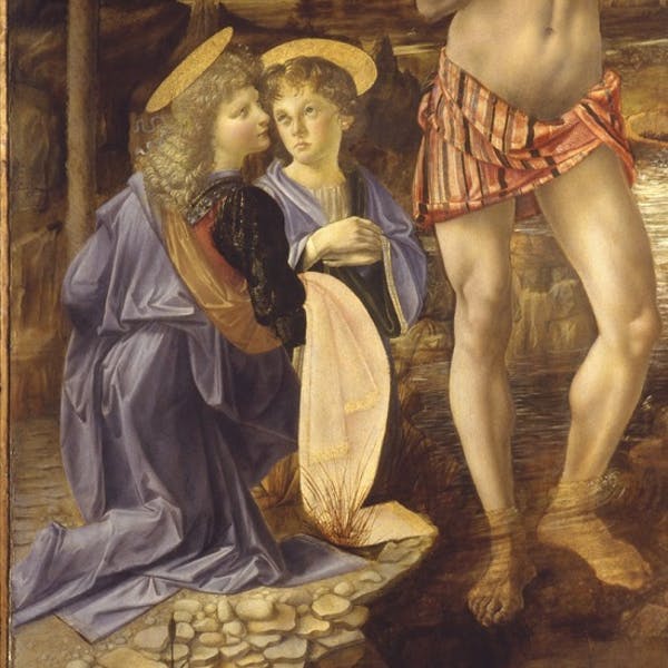 gli ANGELI BIONDI sono dipinti da Leonardo e da Botticelli (tutto il resto dal Verrocchio). L’angelo di Leonardo, in particol