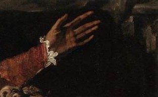 la vergine allarga le braccia in segno di disperazione e per abbracciare il Cristo