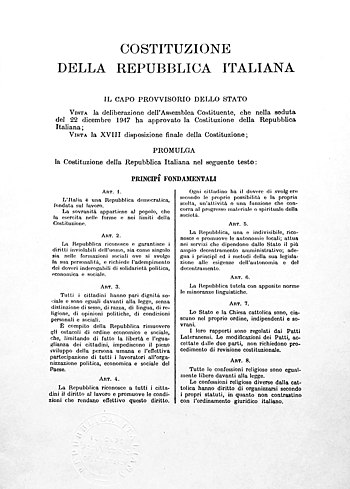 I PRIMI 12 ARTICOLI DELLA COSTITUZIONE