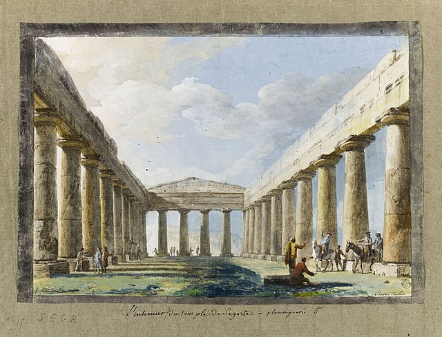 Figura 2 Templo griego. Ilustración de las ruinas del templo de Segeste. Fuente: Houël, J.-P. (2013). Houel, Ruines du temple