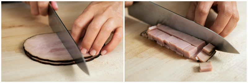 2. Dice protein in small square pieces.