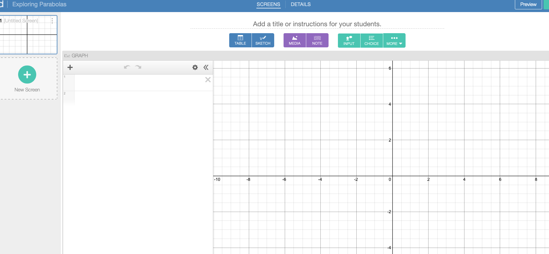 Students do problems in graphing via a Desmos Quiz, receiving automated, live, or timely feedback from teacher to support lea