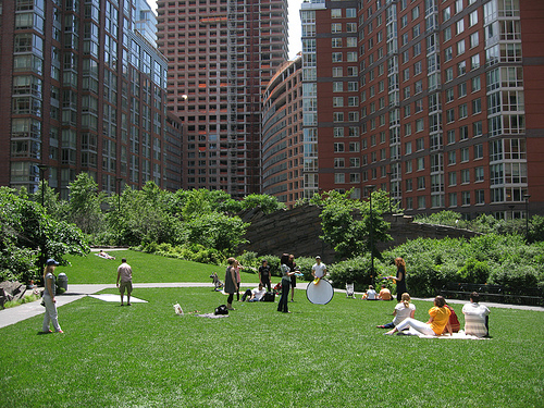 open green space
in busy town centers