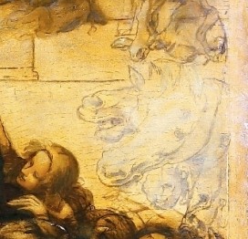 segni evidenti del lavoro incompiuto di Leonardo, cavallo abbozzato