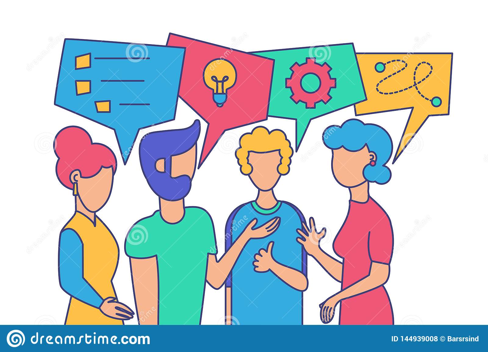 No se utiliza ninguna convención tradicional. Se introduce el diálogo tal cual, conforme van interviniendo los personajes.
