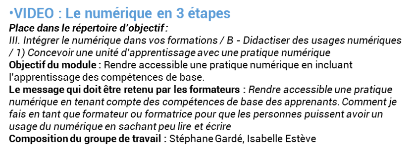Cadrage du groupe de travail
