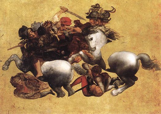 al centro la LOTTA PER LO STENDARDO vede come protagonisti GIANPAOLO ORSINI, LUDOVICO SCARAMPI, suo alleato, PICCINNINO  e il
