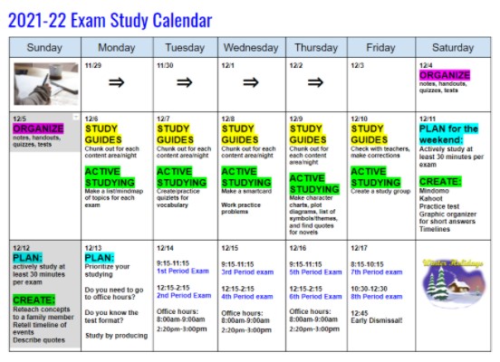 Exam Study Calendar
