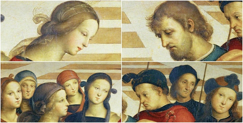 TUTTI HANNO LA STESSA ESPRESSIONE: Raffaello non voleva dipingere una scena “triste”, ma ha scelto di richiamarsi ad un tipic