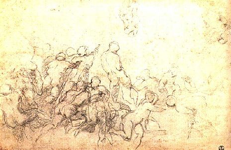 L'artista. interessato a dipingere il nudo maschile, sveglie di ritrarre la scena in cui i Pisani colgono alla sprovvista i s