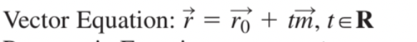 - In this case our r0=(x0,y0,z0) where our vector is from the orgin to a point on a line
- Correspondingly, m=(a,b,c) will be