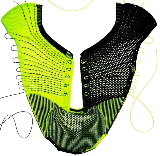 Made of strong and lightweight strands of yarn that have been woven into a one-piece upper, securing an athlete's foot to the