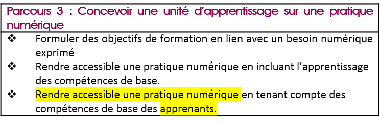 Choix d'un objectif dans le répertoire de formation
