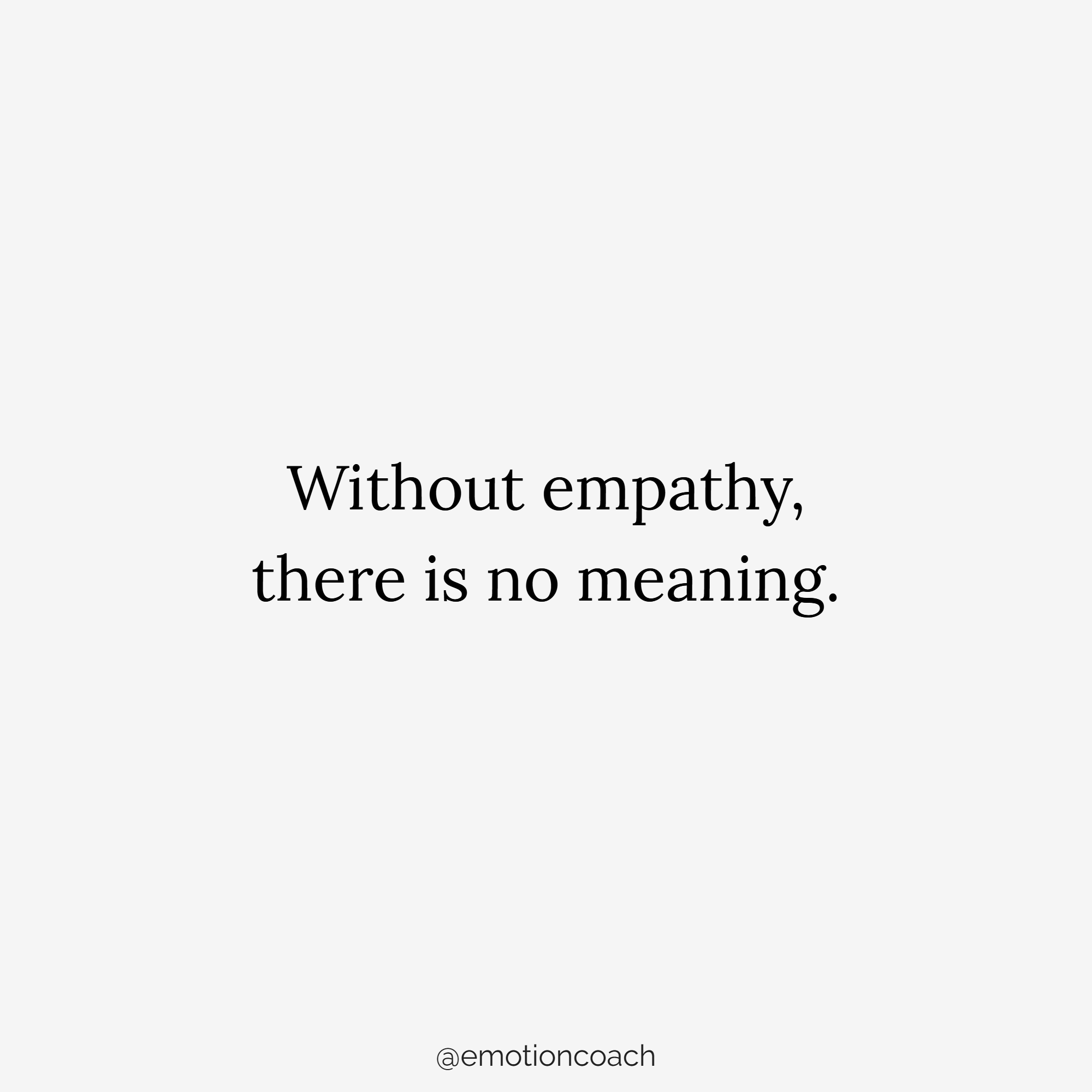 Without empathy there is no meaning