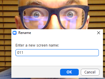 Set your name to your audition number