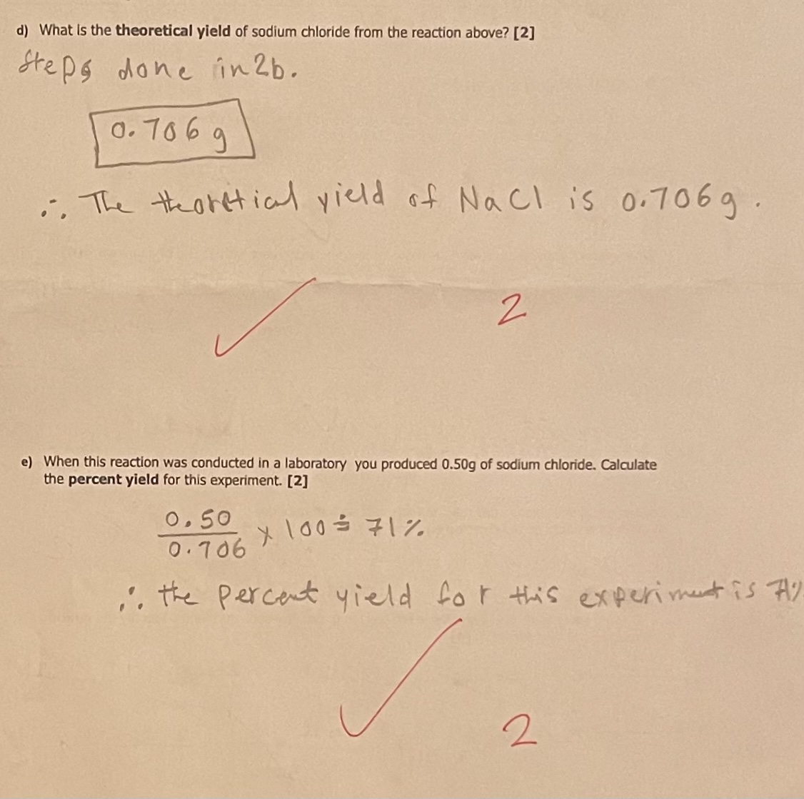 Moles and Stoichiometry Unit Test