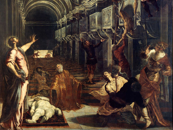 si intitola Ritrovamento del corpo di San Marco, anche se in realtà il soggetto raffigurato è quello dei Miracoli di san Marc
