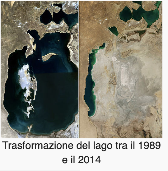 Lago d'Aral;
Mar Caspio;
Mar Morto;
Mar di Galilea.