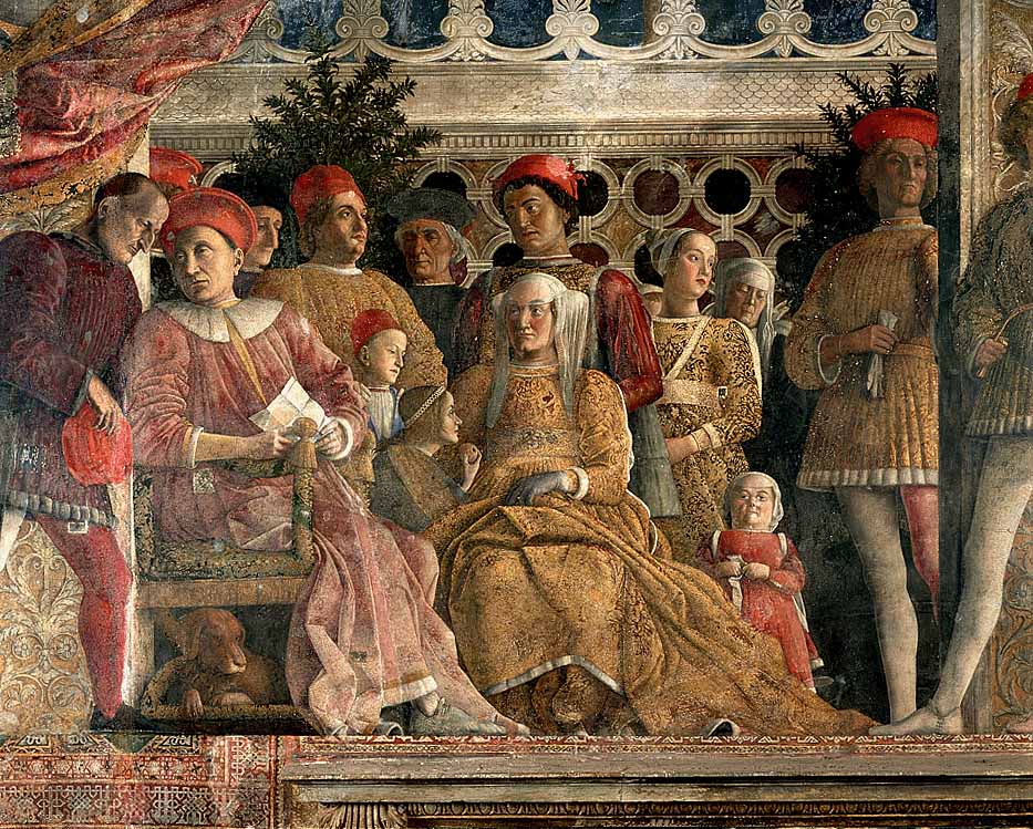 LA CORTE DEI GONZAGA
dipinta per celebrare l'elezione a cardinale di Francesco, figlio di Ludovico Gonzaga, raffigura, nella 