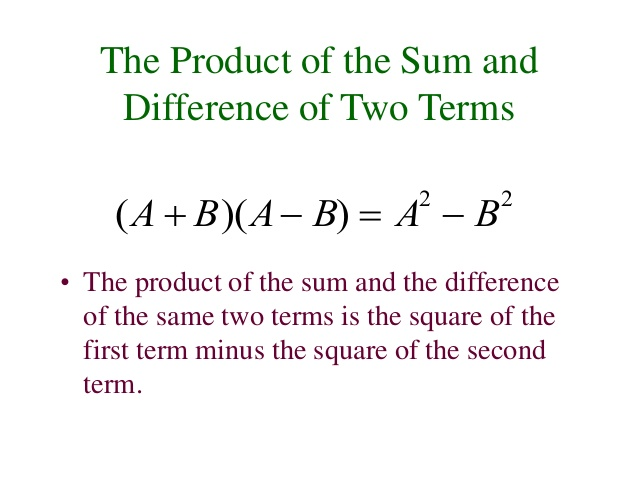 When you multiply the sum and the difference of two terms, the two middle terms are opposites so they add to zero, so you jus