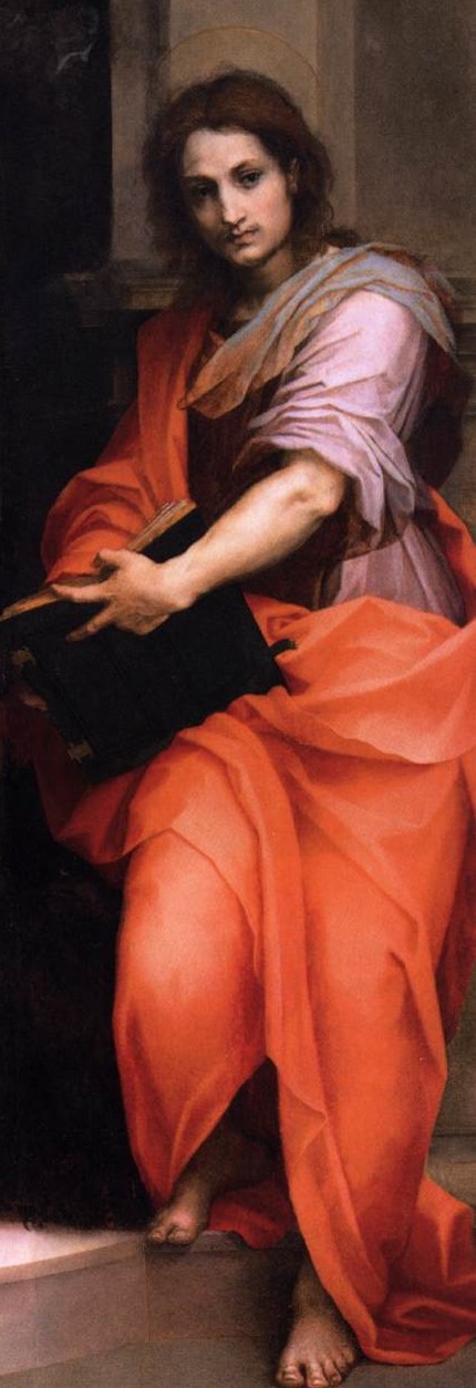 La posa di San Giovanni
 Evangelista ripropone quella di Anassagora nella Scuola di Atene di Raffaello.