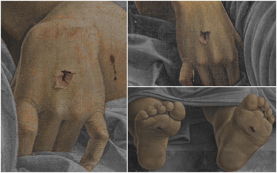 le STIMMATE DI CRISTO. I piedi escono dalla tomba invadendo lo spazio del fedele