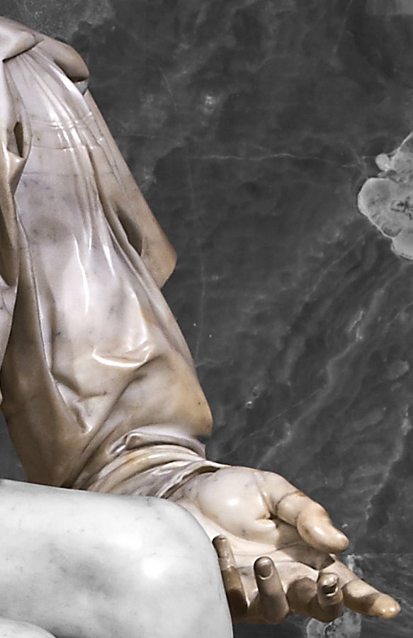 LA MANO rappresenta il dolore che sta provando per la morte di suo figlio e che l’ha lasciata senza parole.