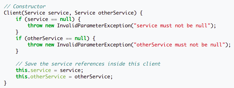 2. Pass the dependency via the Client's constructor. Drawback: hard to change the Service later.