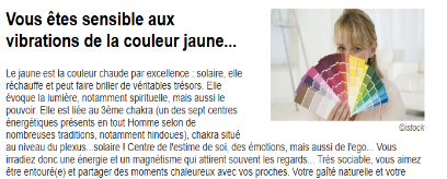 L'evaluation dit que Je suis la couleur JAUNE. Je suis pas d'accord avec mes resultats.