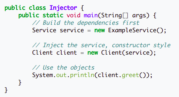 5. The simplest implementation: manually assembly services and clients in the root place.
