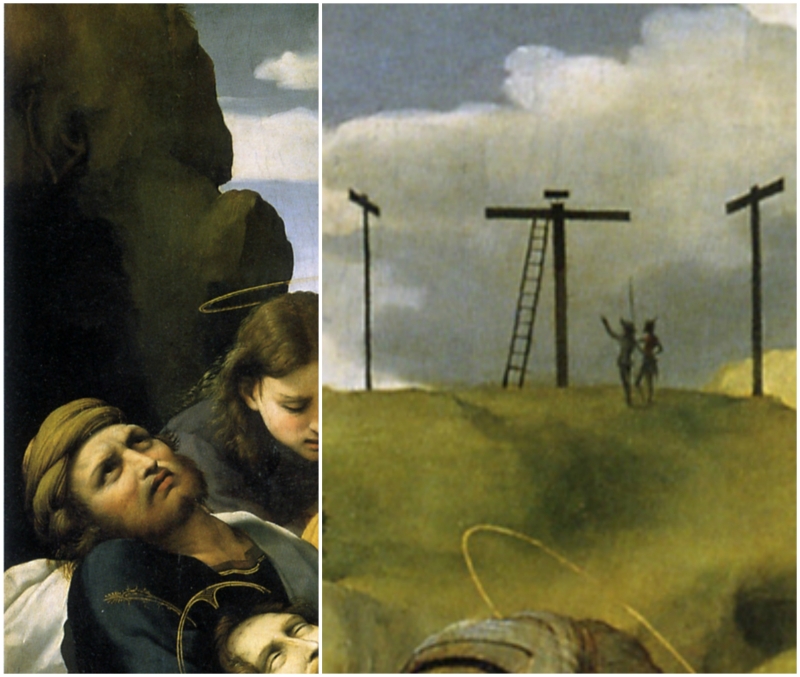 sulla destra si può vedere il monte Calvario, dove Cristo è stato crocifisso; a sinistra, invece, c’è la grotta dove verrà de
