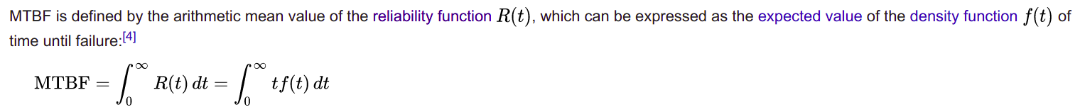 With reliability function R(t) or density function f(t)