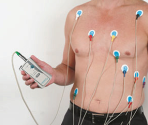 ECG device shown on patient