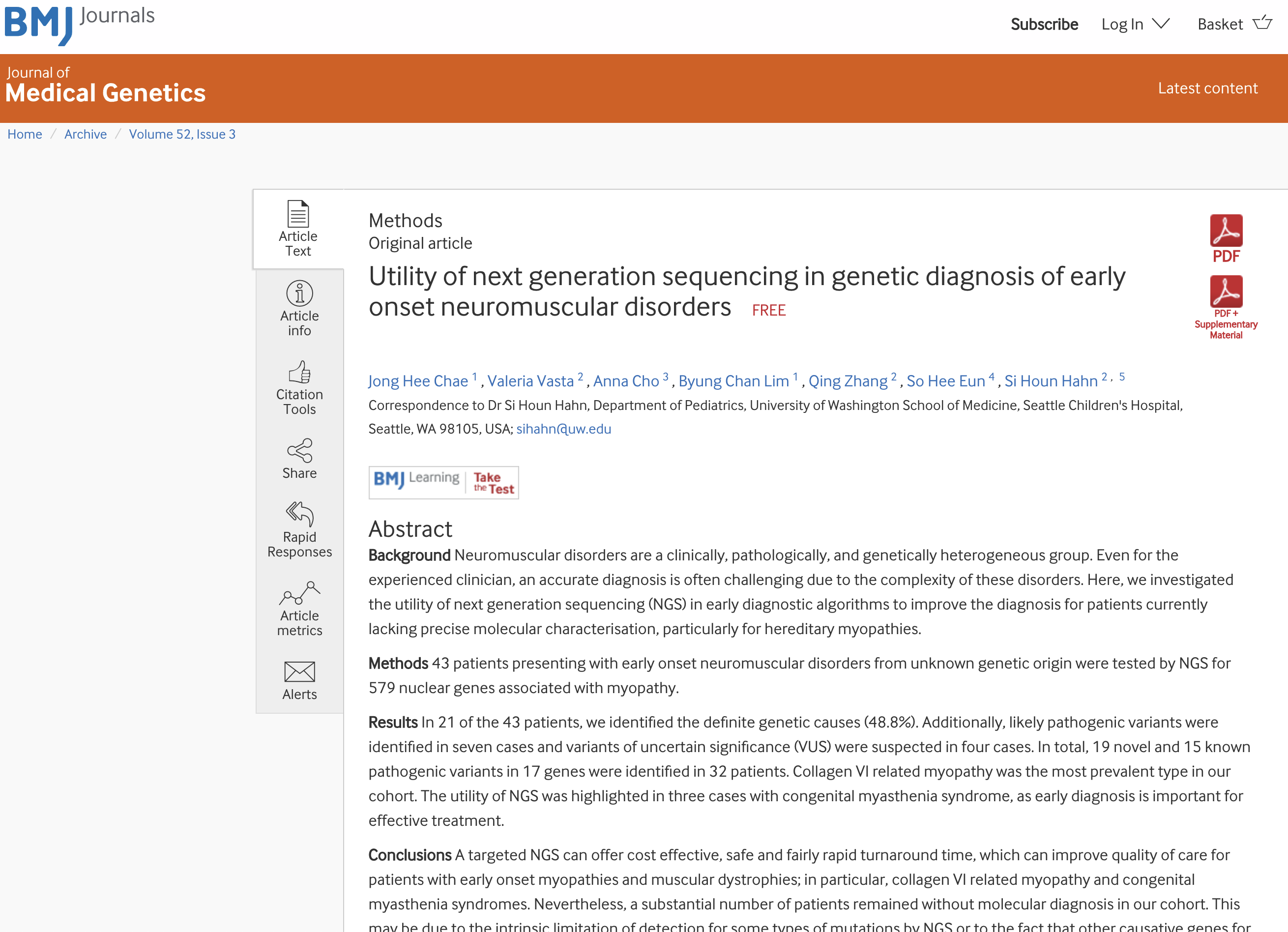 e.g. Neuromuscular disorder