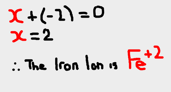 let X represent the unknown charge (iron)