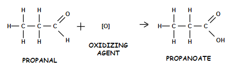 Propanal + Oxidizing Agent --> Propanoate