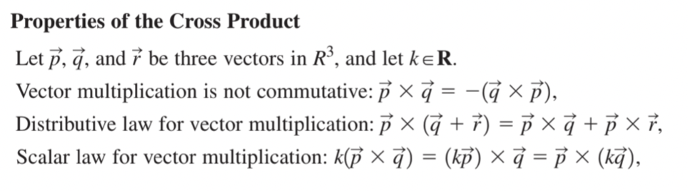 - There are 3 properties of the cross product
- It is important to keep in mind that in this case changing the order of multi