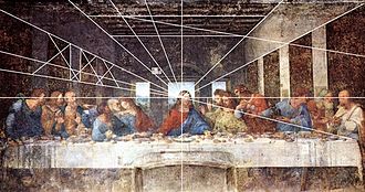 il PUNTO DI FUGA si trova sulla tempia destra di Cristo che è messo in risalto dal cielo chiaro retrostante: il momento cattu