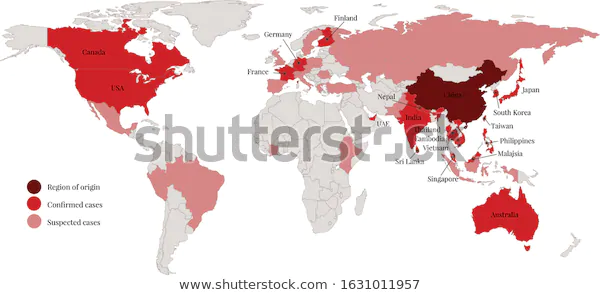 map showing distribution of COVID-19