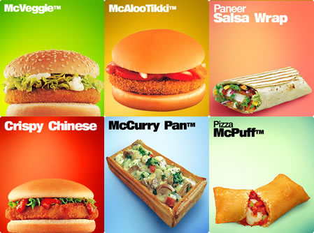 McDonald's Indian menu.
