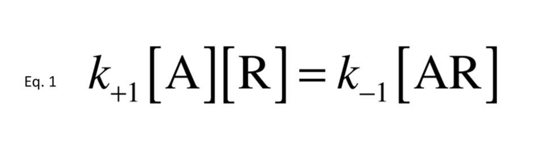 Eq. 1: the rate of the reaction is
proportional to the product of the concentration of reactants