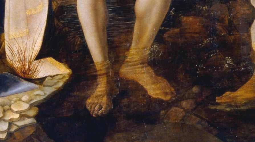 Gesù immerge i piedi nel FIUME GIORDANO