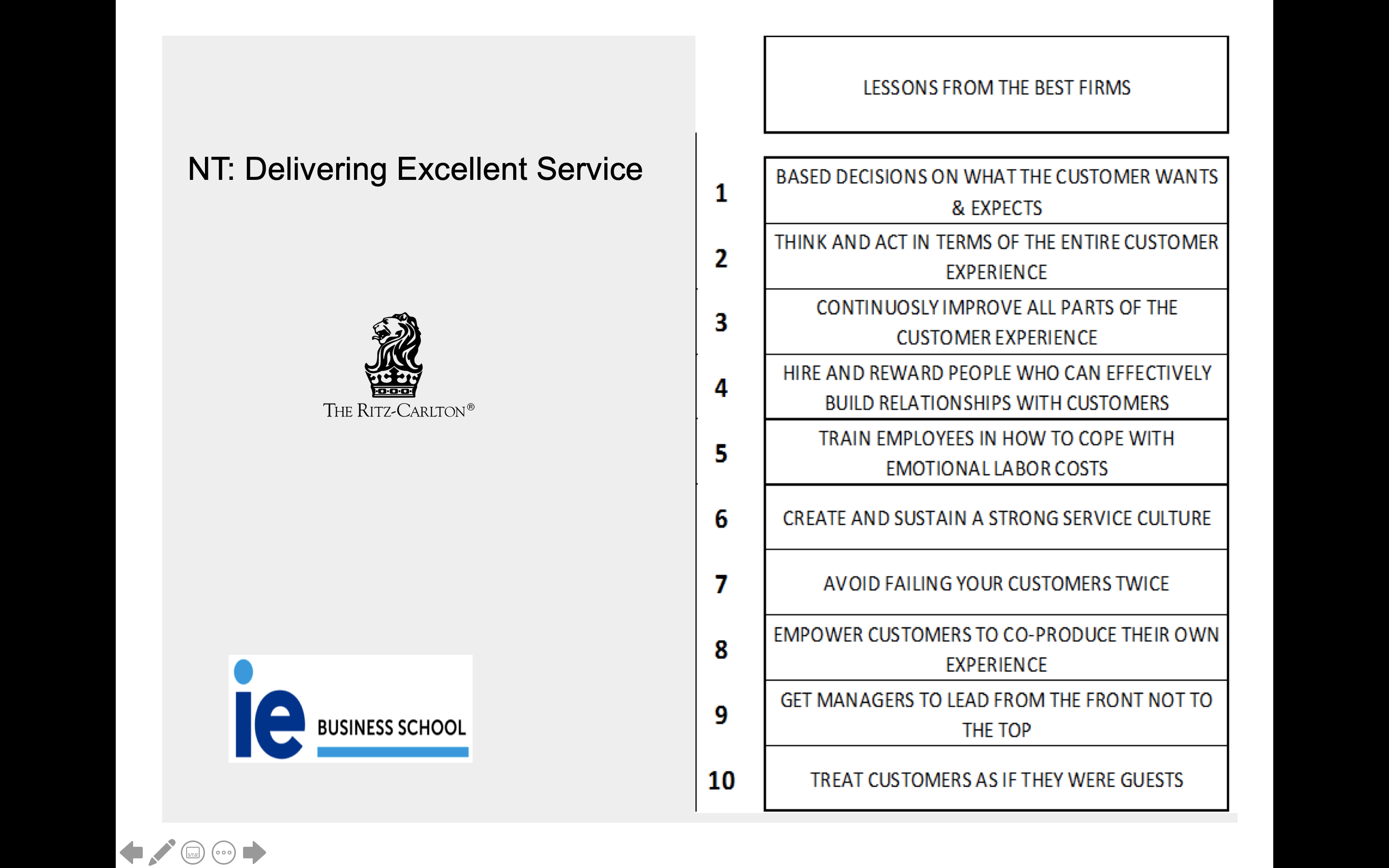 10 lessons of Delivering Excellence Service