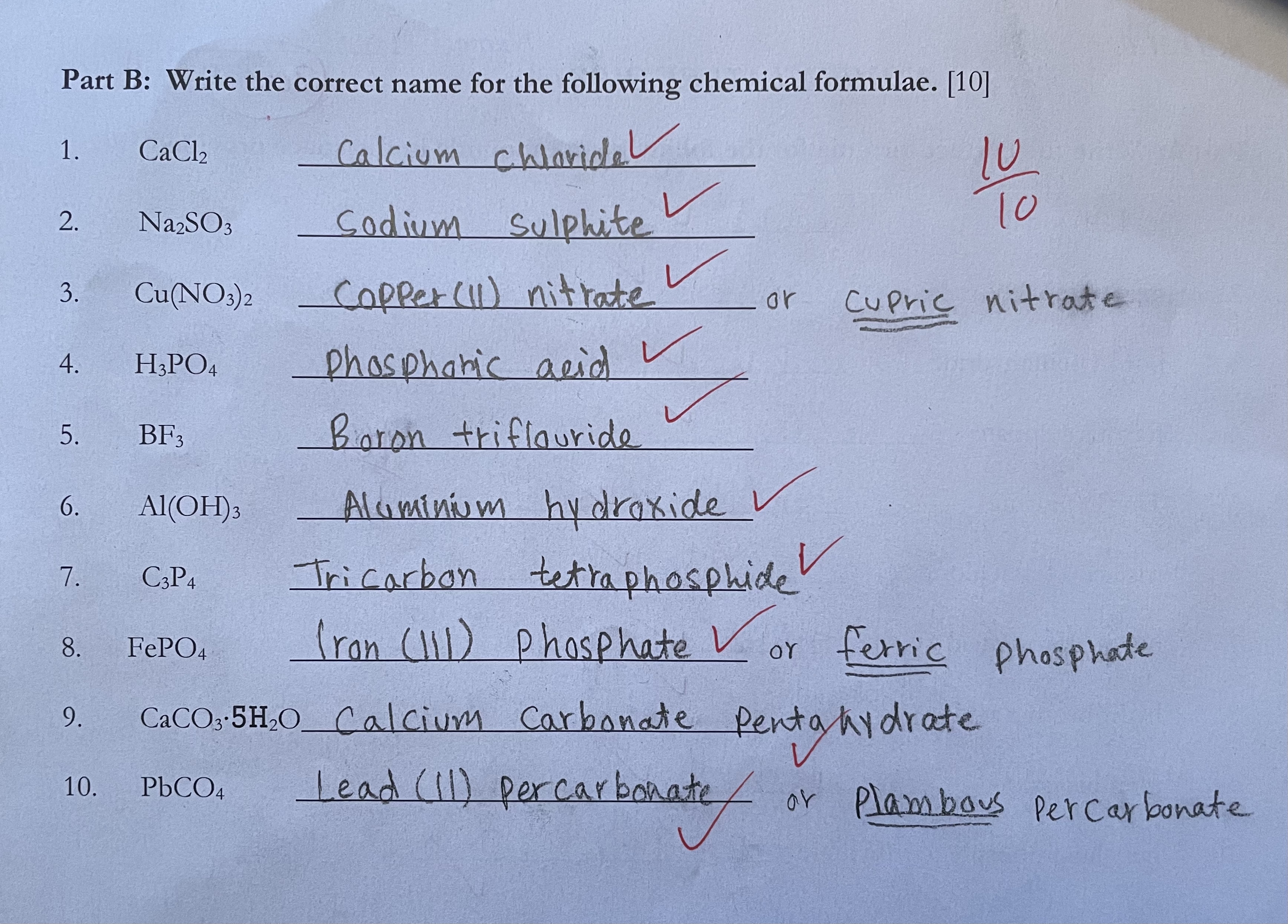 Nomenclature Quiz Part B