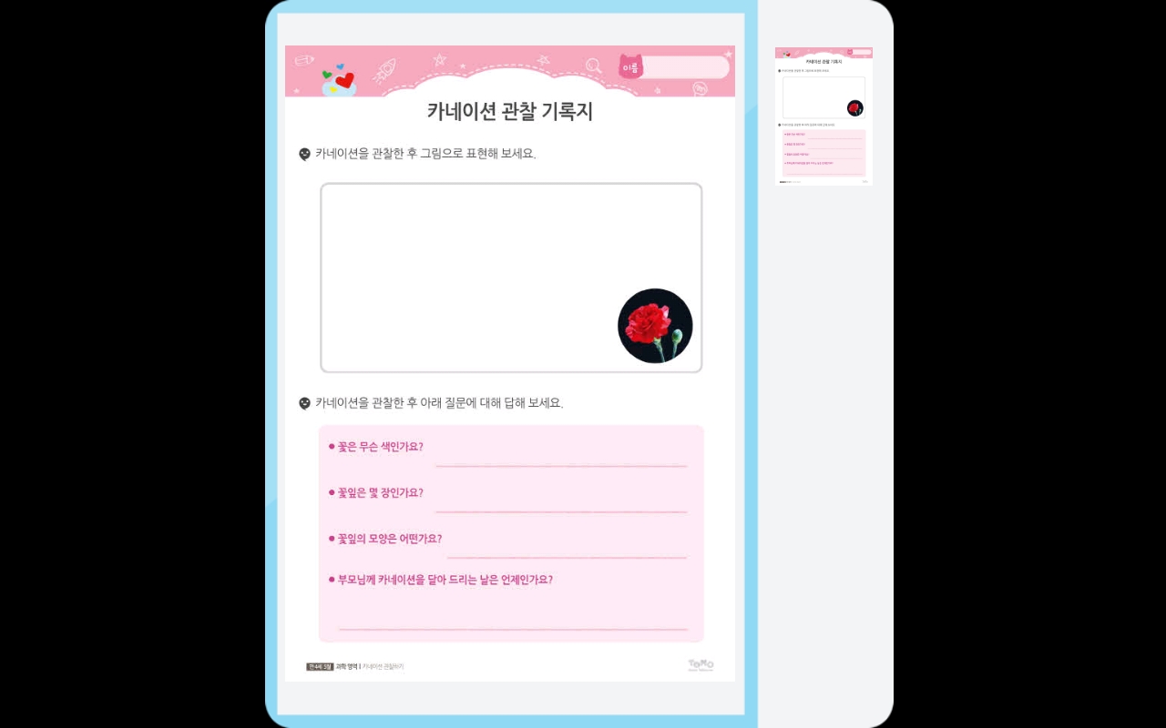 카네이션 관찰지