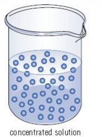 CONCENTRATED SOLUTION: a solution with a  relatively large quantity of solute compared to the volume of the solution