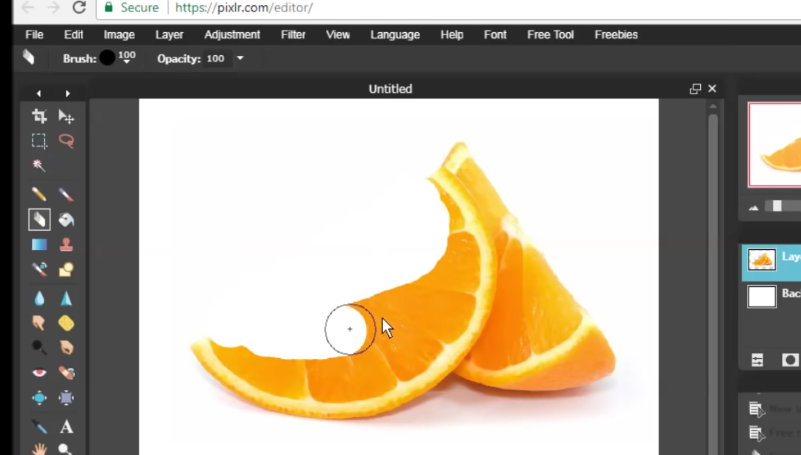 This image shows you how easy it is to erase part of your image.