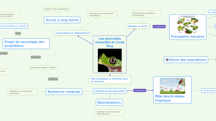 Carte conceptuelle grenouilles menacées